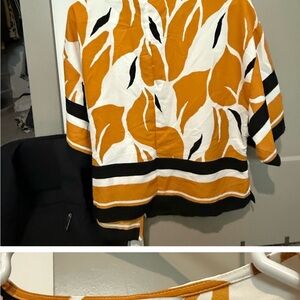 Orange and Black Women's Jersey Top